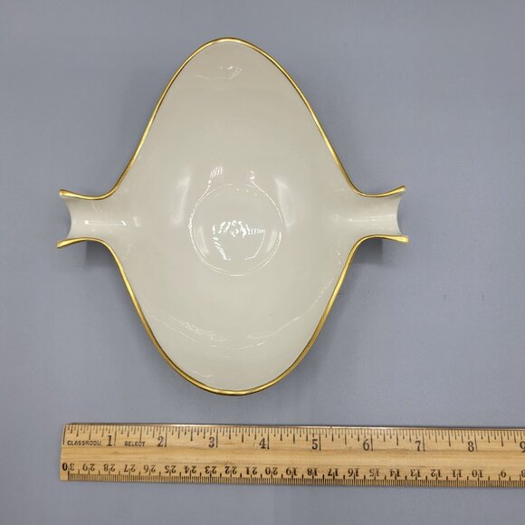 Vintage Lenox Ivory Porcelain Bowl Ash Tray Trinket Dish Gold Trim - Picture 12 of 12